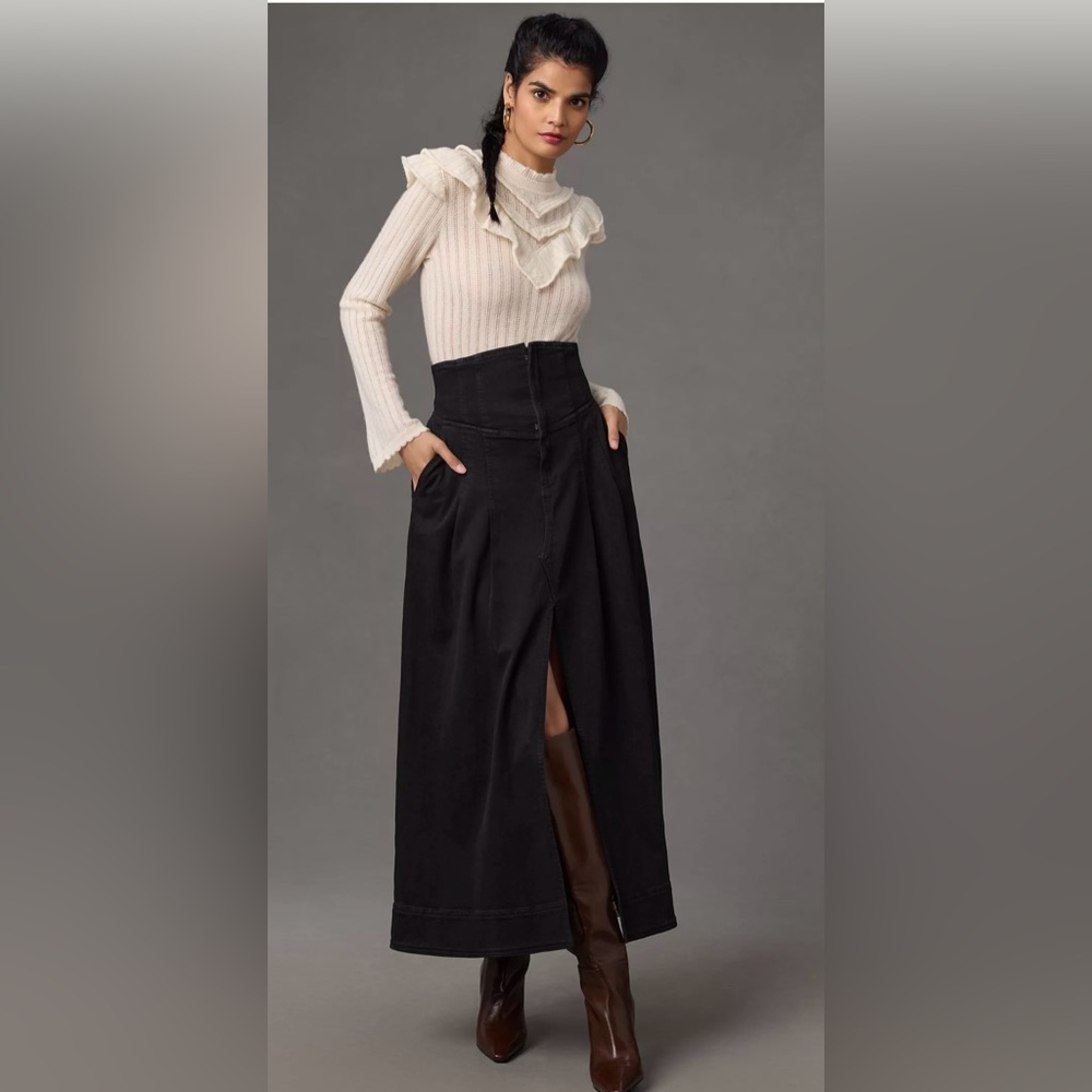 Pilcro Corset Maxi Skirt, Black, Size XS - NWT